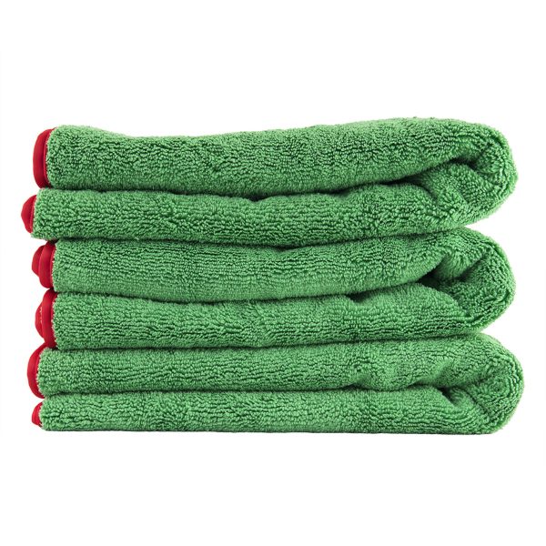 Fluffer Miracle Green Towel w/ Banded Red Edges 3-Pack
